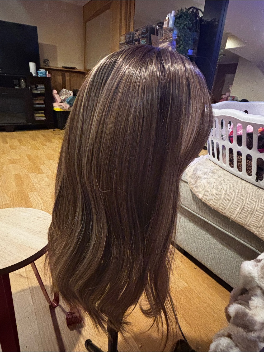 CSC Luxury Long Straight Brown Wig with Subtle Highlights